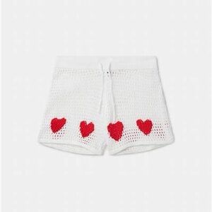 Stella McCartney White Shorts with Red Heart Details